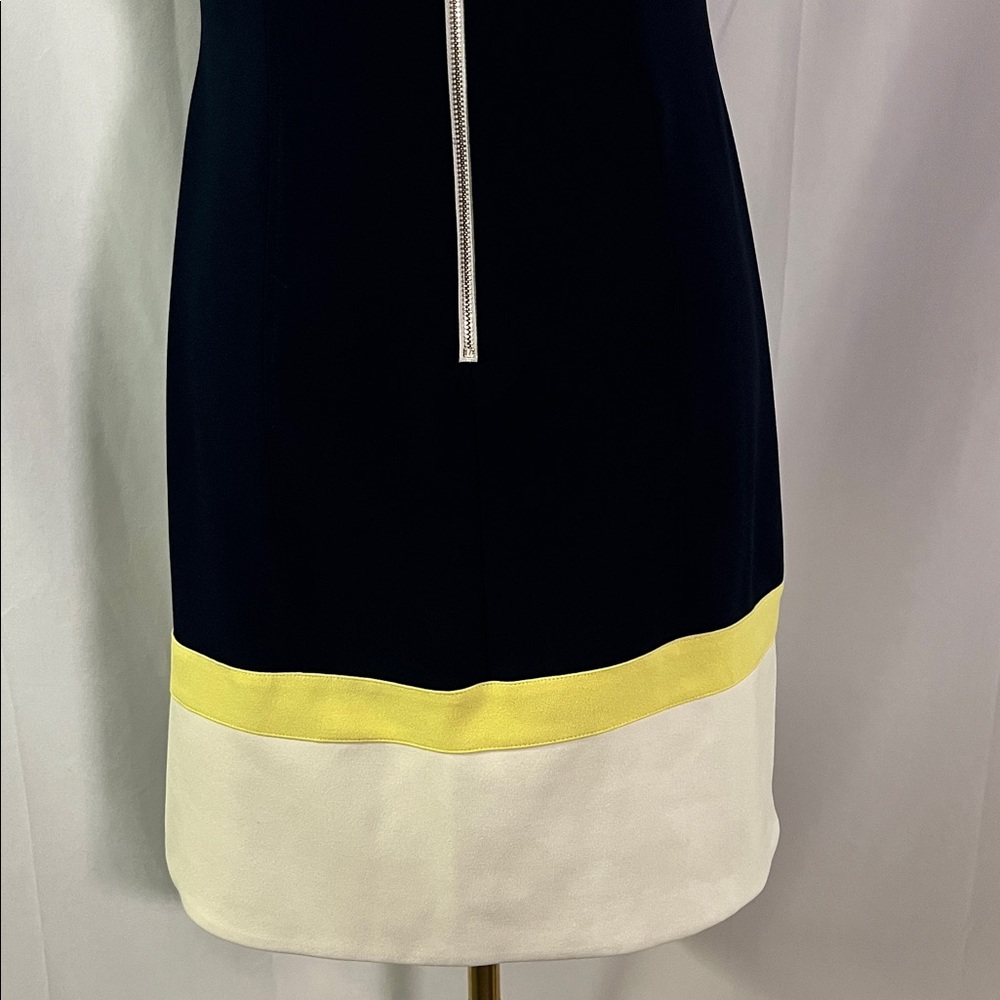 Tommy Hilfiger Navy Yellow & Beige Color Block Sleeveless Sheath Dress - Picture 13 of 16
